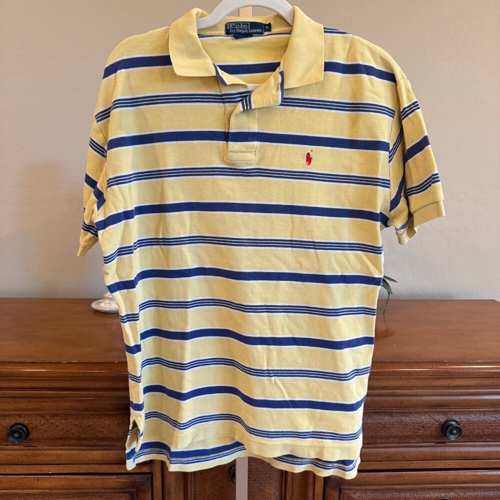 Polo Ralph Lauren Yellow Blue Striped Polo Shirt Men’s Medium